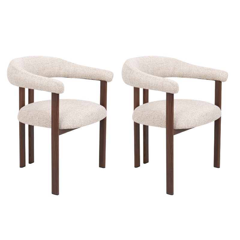 Pack de 2 cadeiras de jantar escandinavas com braços HYGGE estofadas