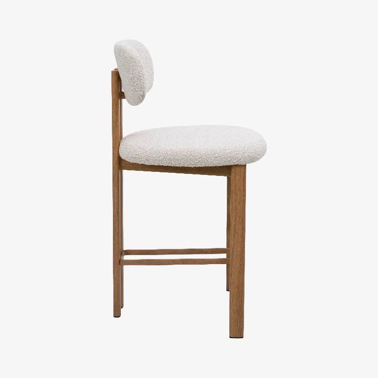 Bouclé gestoffeerde keukenkruk van notenstaal H65 Liberty palissanderhout