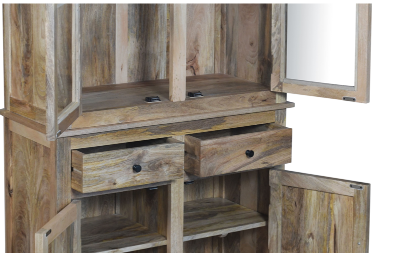 Alacena rústica de madera de mango Olide 2 puertas