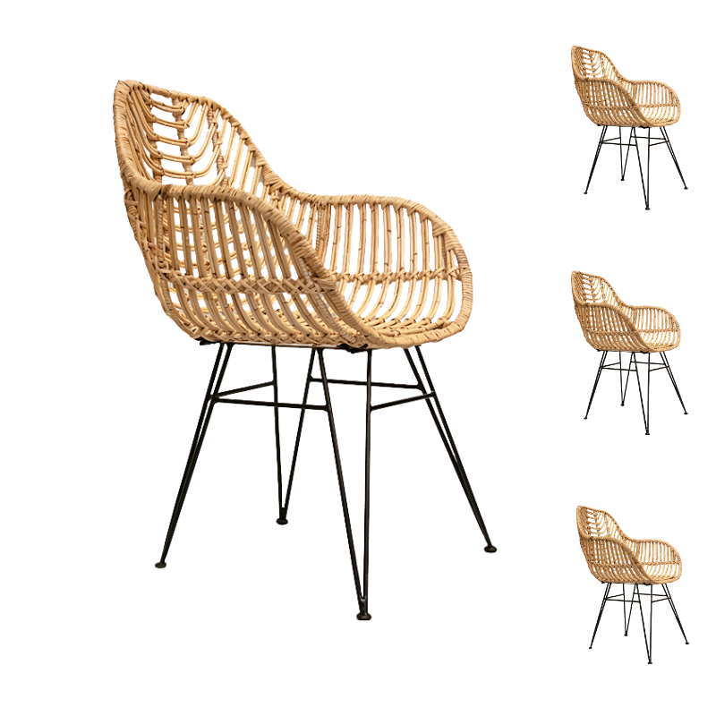 Pack 4 Sillon comedor de ratán Lionel natural