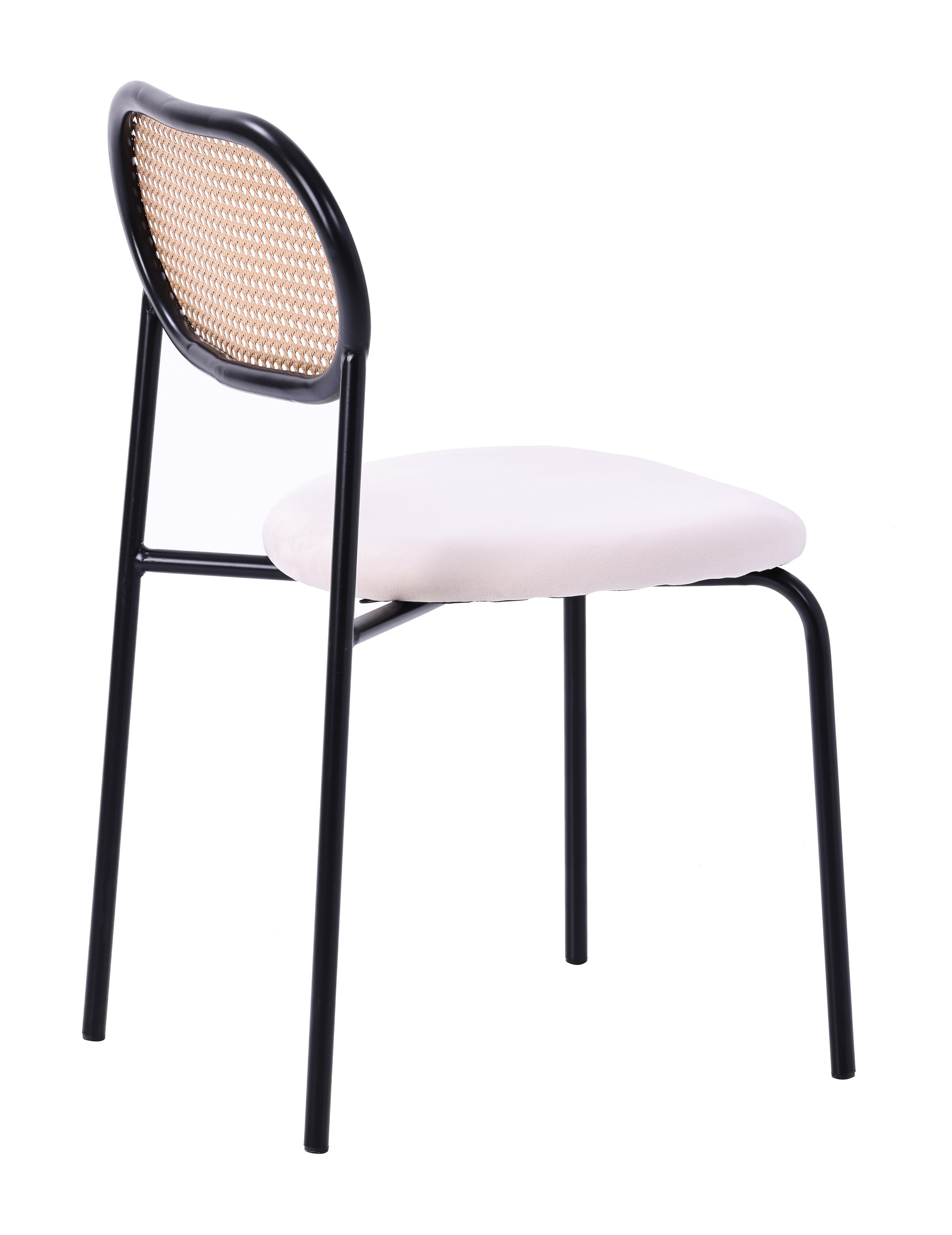 Silla de comedor ratán y asiento tapizado Zaida beige