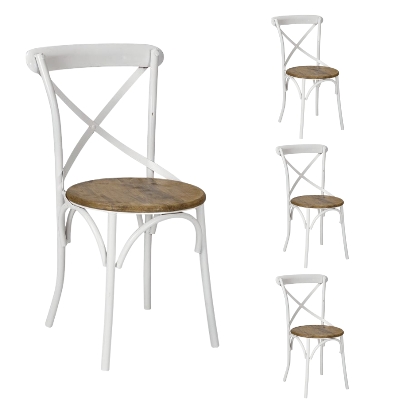 Pack 4 Silla de comedor Thomas metal asiento madera