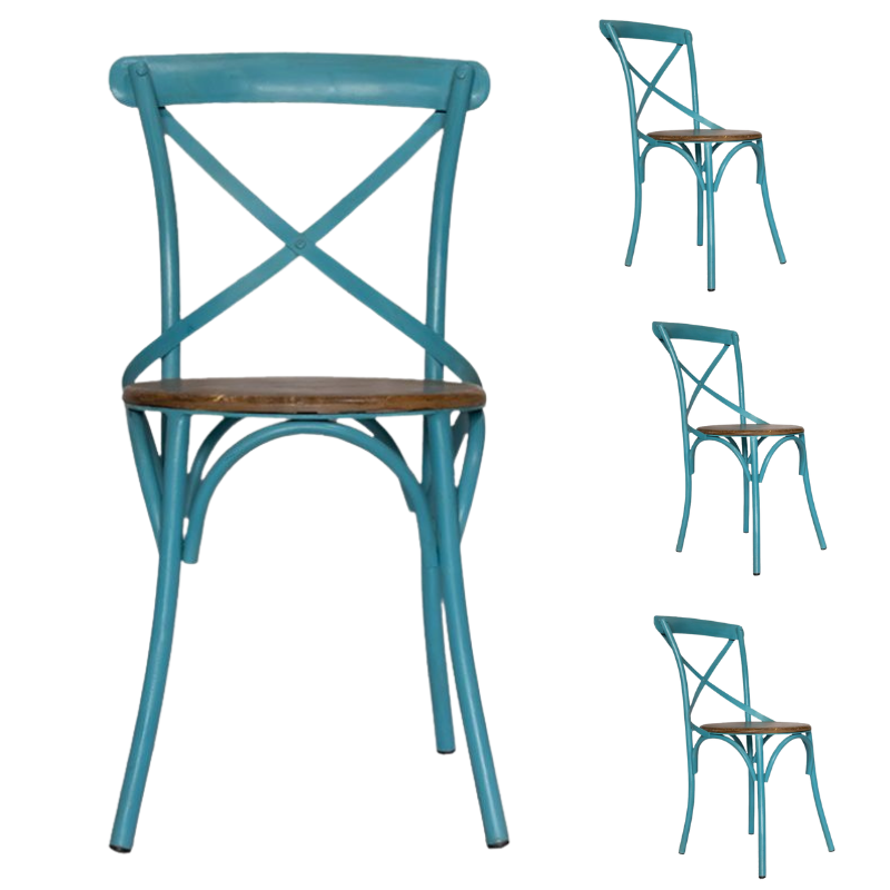 Pack 4 Silla de comedor Thomas metal asiento madera
