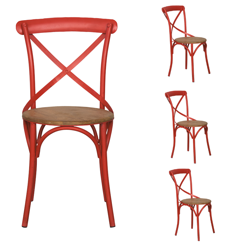 Pack 4 Silla de comedor Thomas metal asiento madera