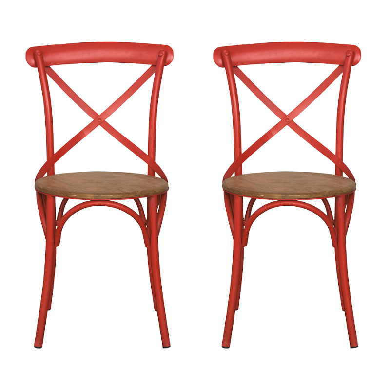 Pack 2 Silla de comedor Thomas metal asiento madera