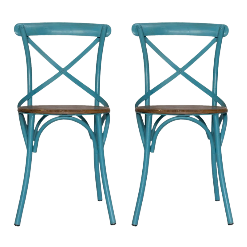 Pack 2 Silla de comedor Thomas metal asiento madera