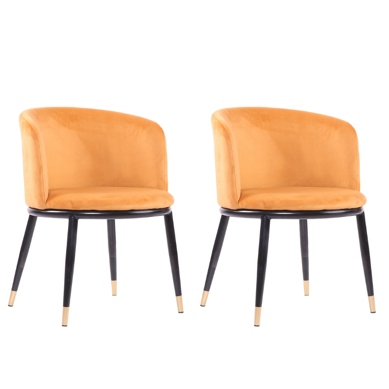 Pack 2 Sillón comedor terciopelo Enid Amarillo