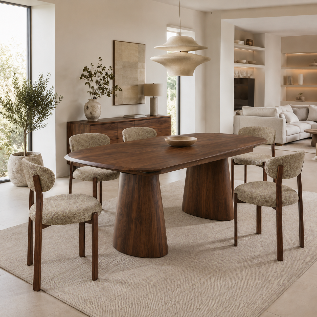 Mesa de Comedor Extensible Ovalada Nogal 180-230 x 90 cm