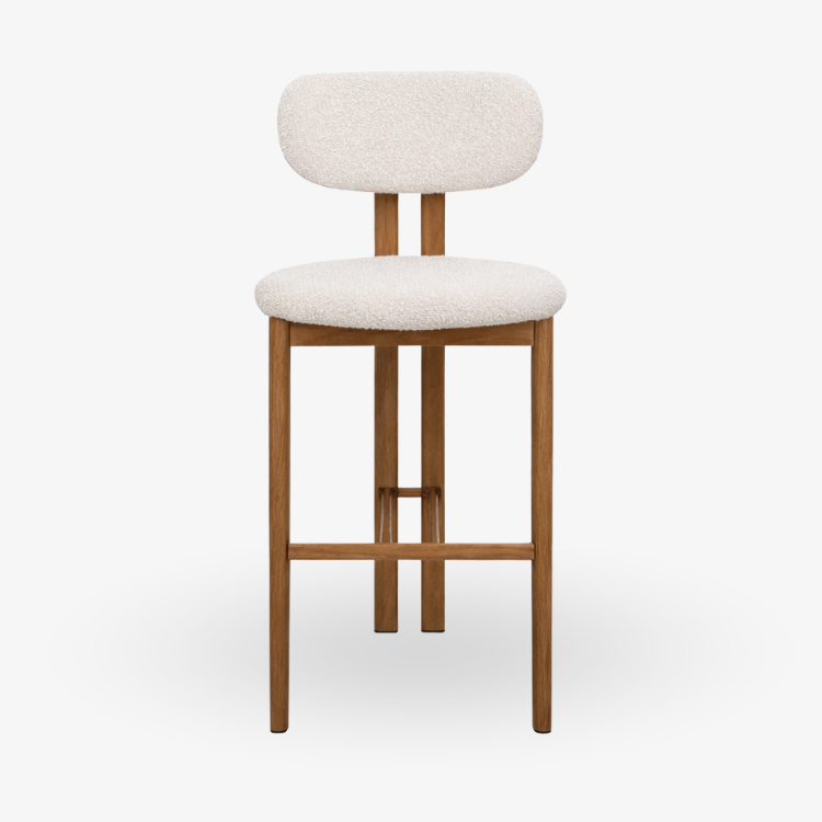 Banqueta de cozinha estofada em aço nogueira Bouclé H65 Liberty rosewood