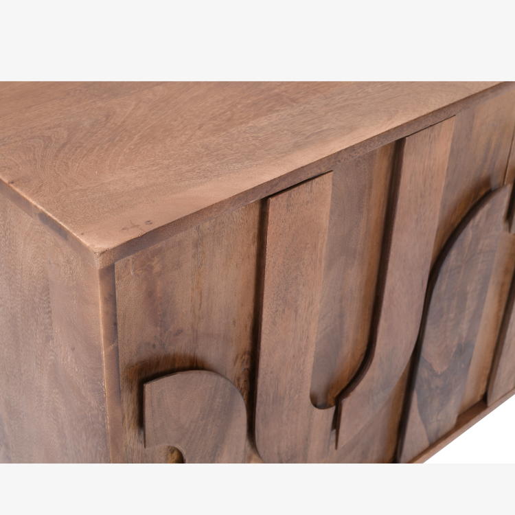 Aparador Tarek de madera de mango natural 180 cm con 3 puertas