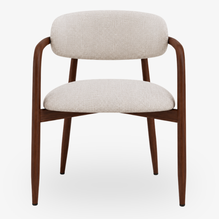 Silla de Comedor con Brazos Olimpo Tapizada en Madera de Nogal