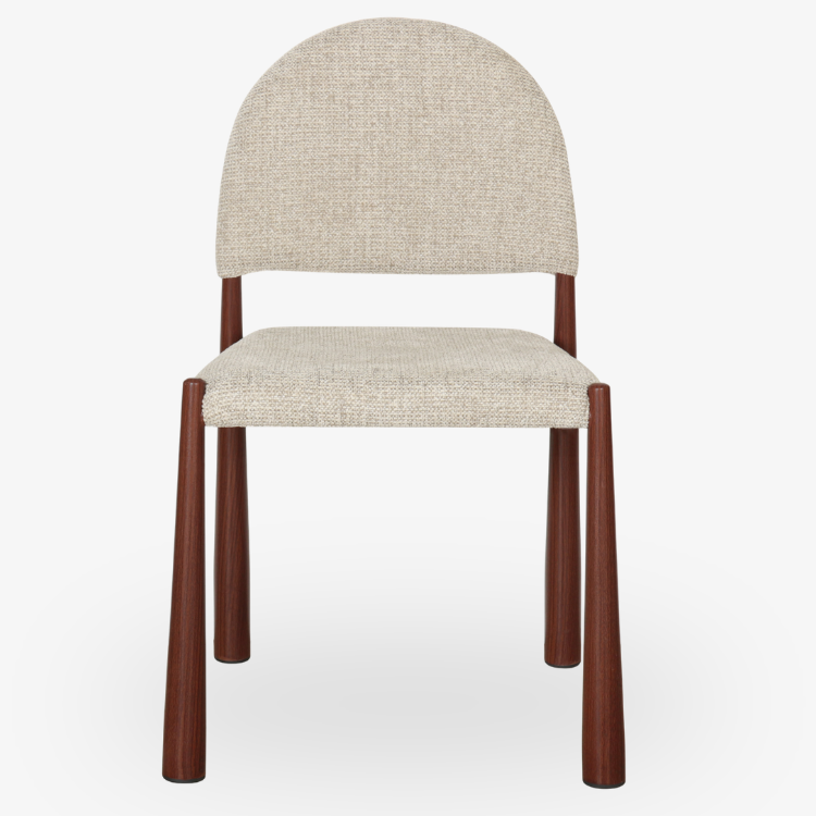 Maira eetkamerstoel bekleed met beige en walnooteffect
