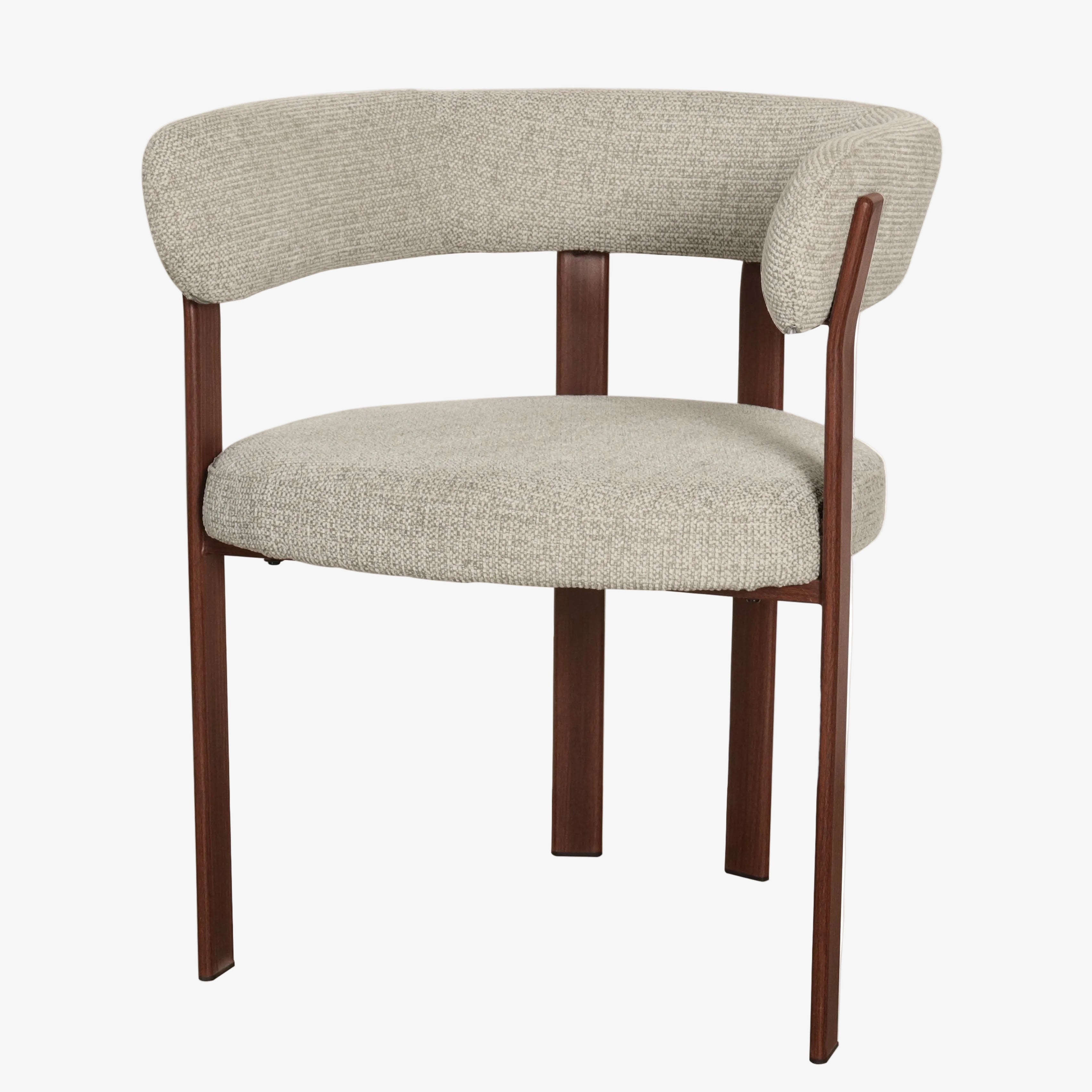 Silla de comedor con brazos Soren tapizado premium efecto nogal