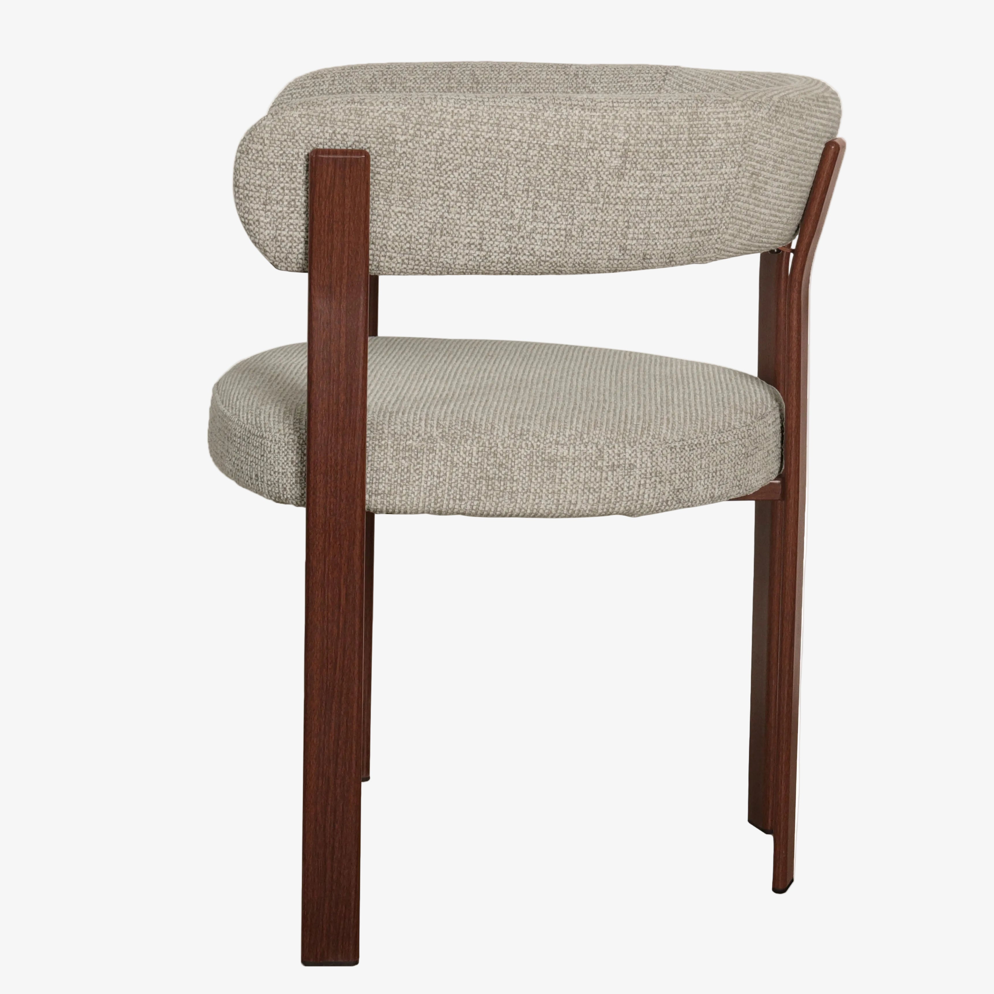 Silla de comedor con brazos Soren tapizado premium efecto nogal