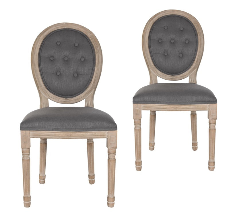 Lote 2 sillas de comedor medallón tapizadas con capitoné