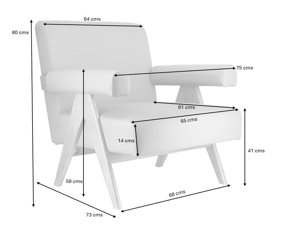 Sillón con brazos madera y cuero ecológico Nantes