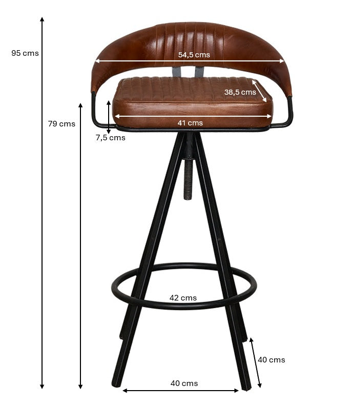 Taburete de bar vintage cuero marrón Prima