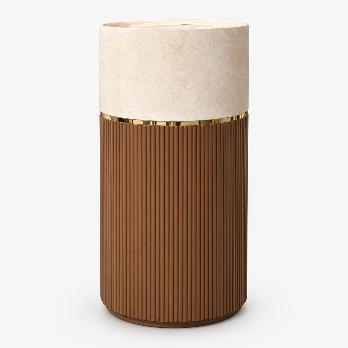 Lavabo de Pie ARVEN en Stone Beige y Efecto Madera Acanalada