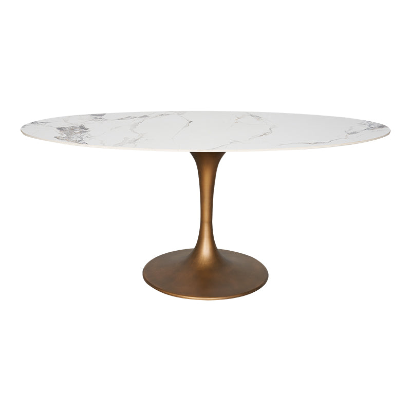 Mesa de comedor oval tuli cobre piedra sinterizada 160