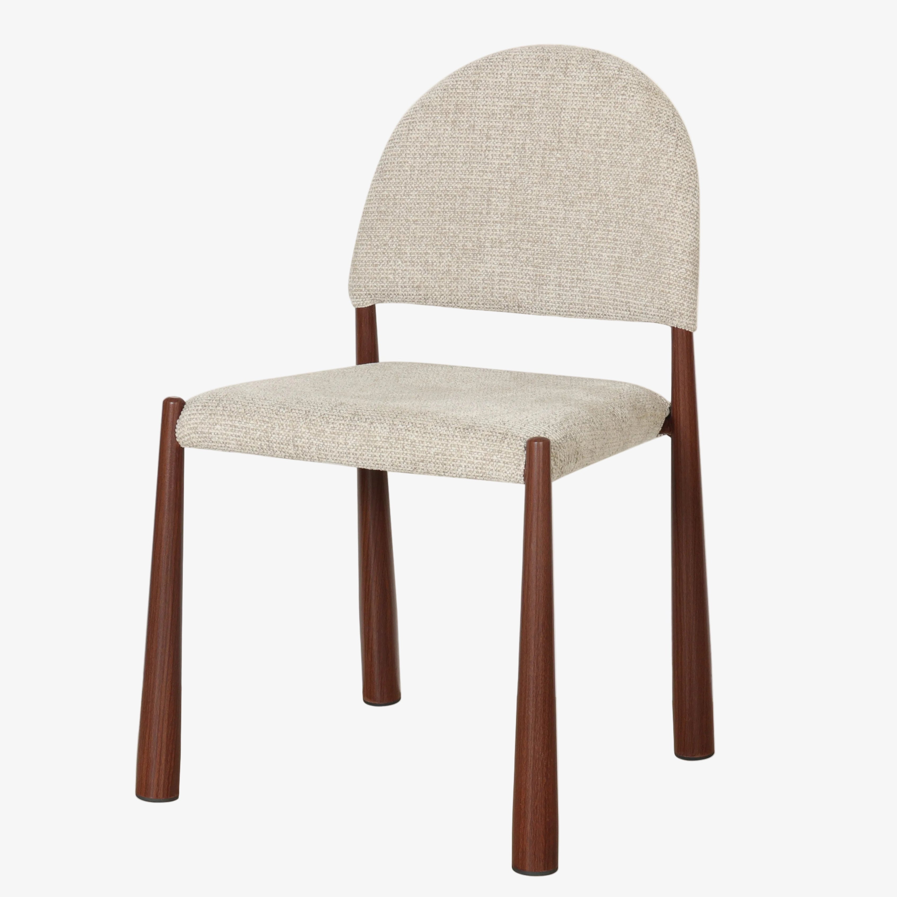 Maira eetkamerstoel bekleed met beige en walnooteffect