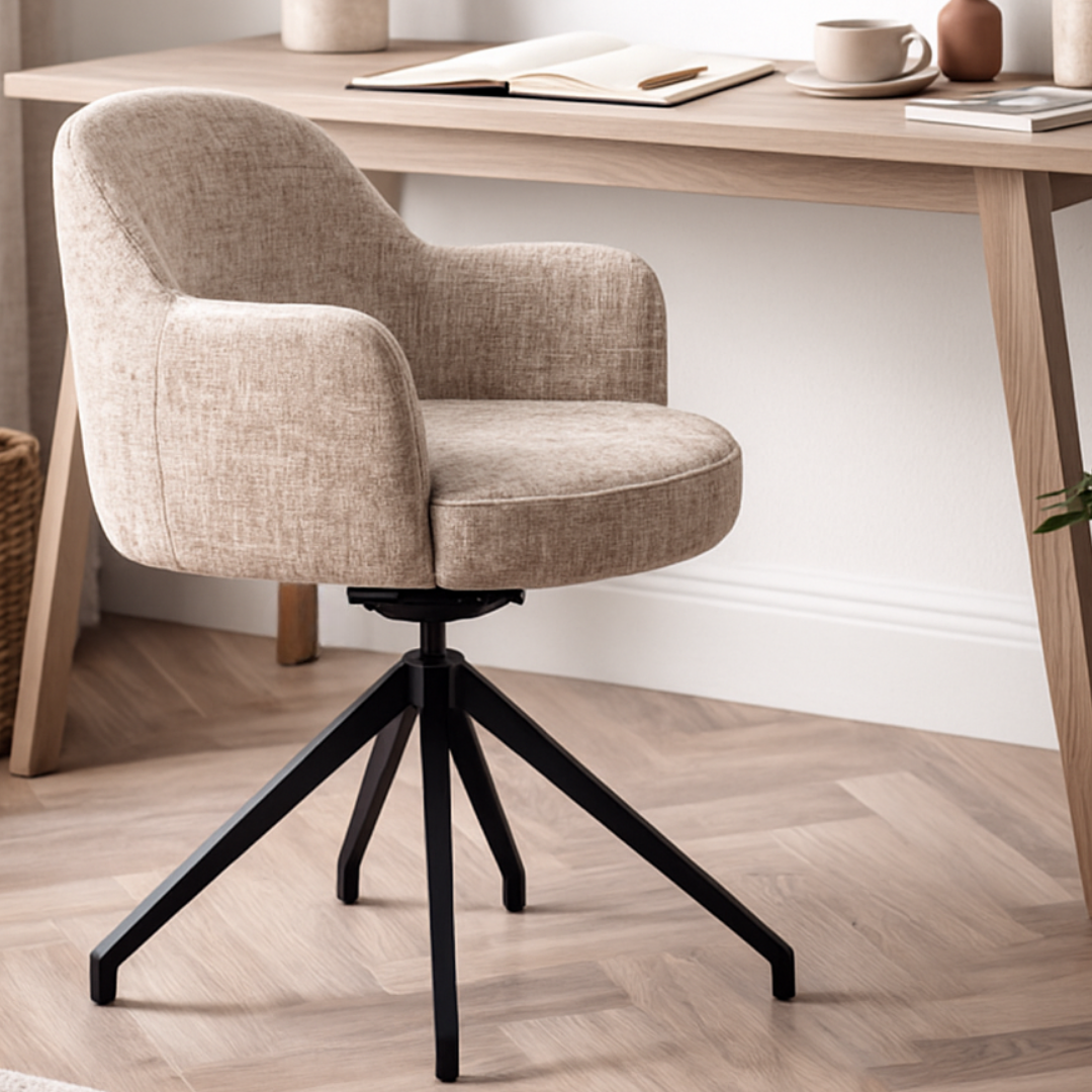 Nikola Chenilla Taupes rotierender Esstuhl