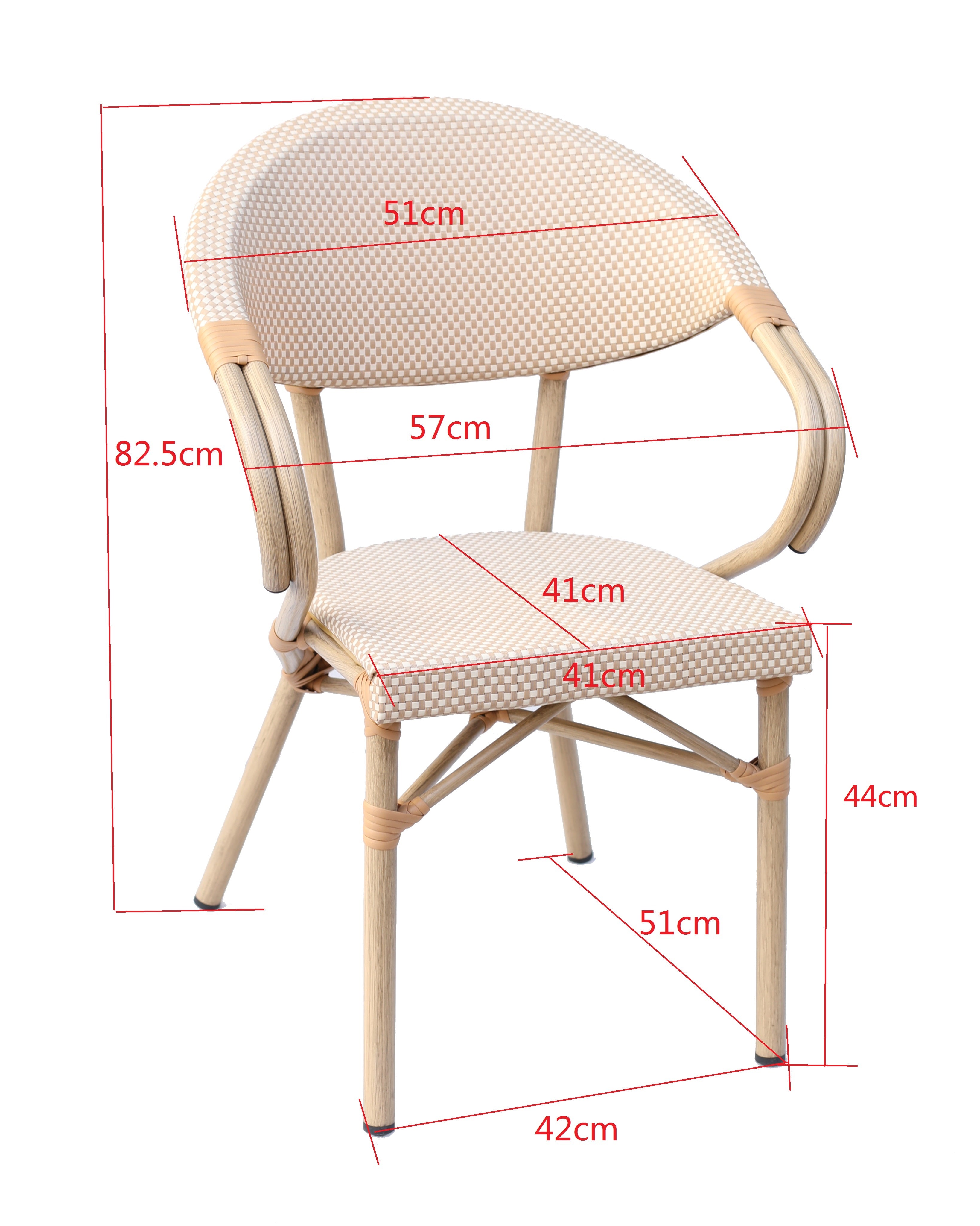 Silla parisina brazos bambú beige Dahlia