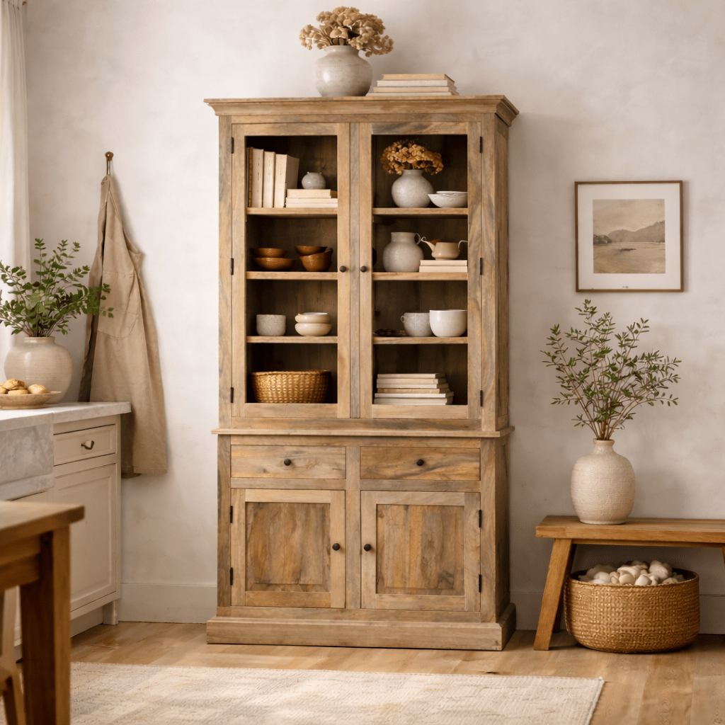 Alacena rústica de madera de mango Olide 2 puertas - Vintahome