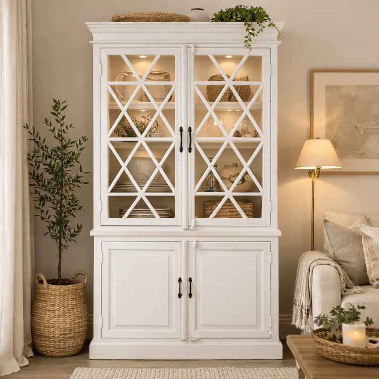 Alacena rústica madera mango Olimpia Blanco - Vintahome