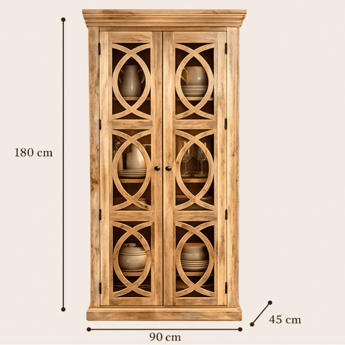 Alacena vitrina Mangoa madera maciza de mango 180x90 cm - Vintahome