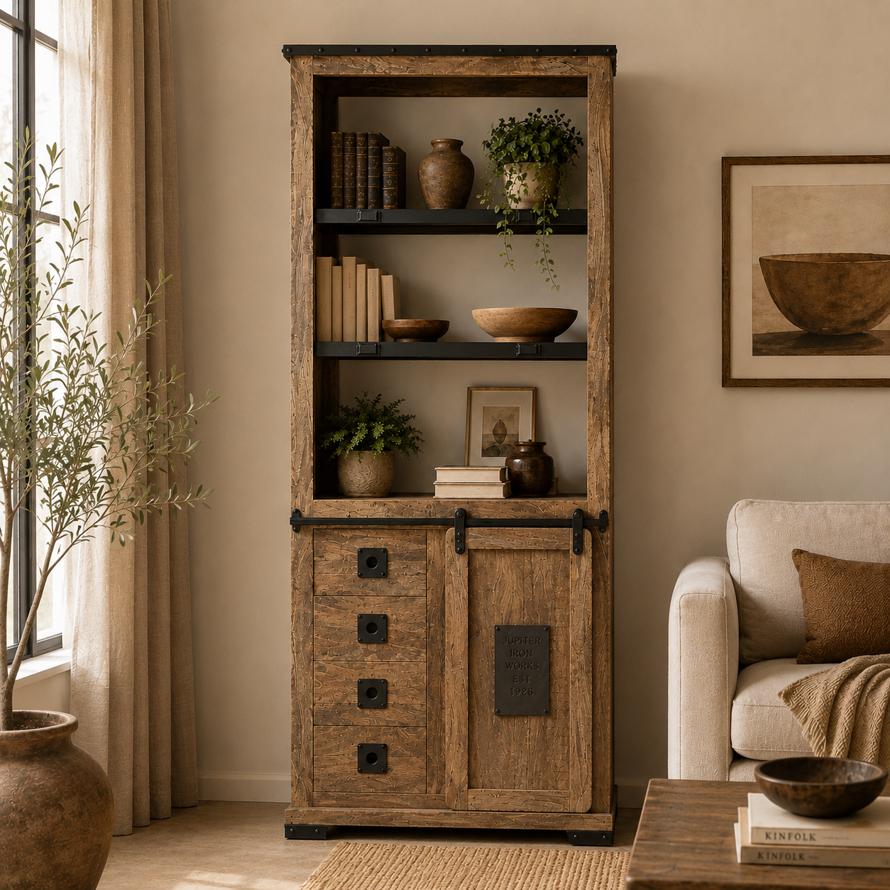 Industriële plank hout mango deur en 3 calamifornia laden