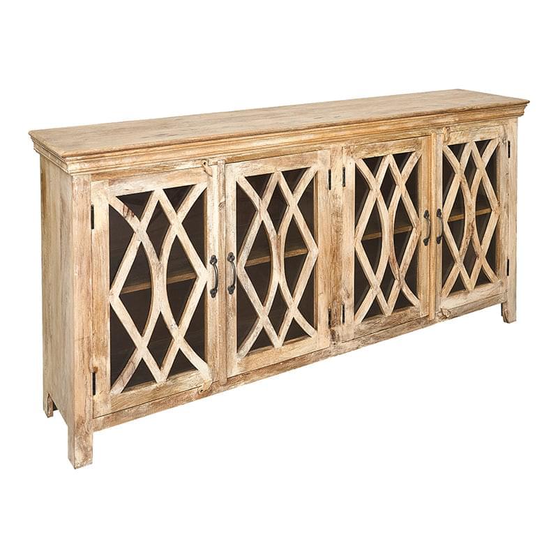 Aparador de madera de mango y vitrina Tulum