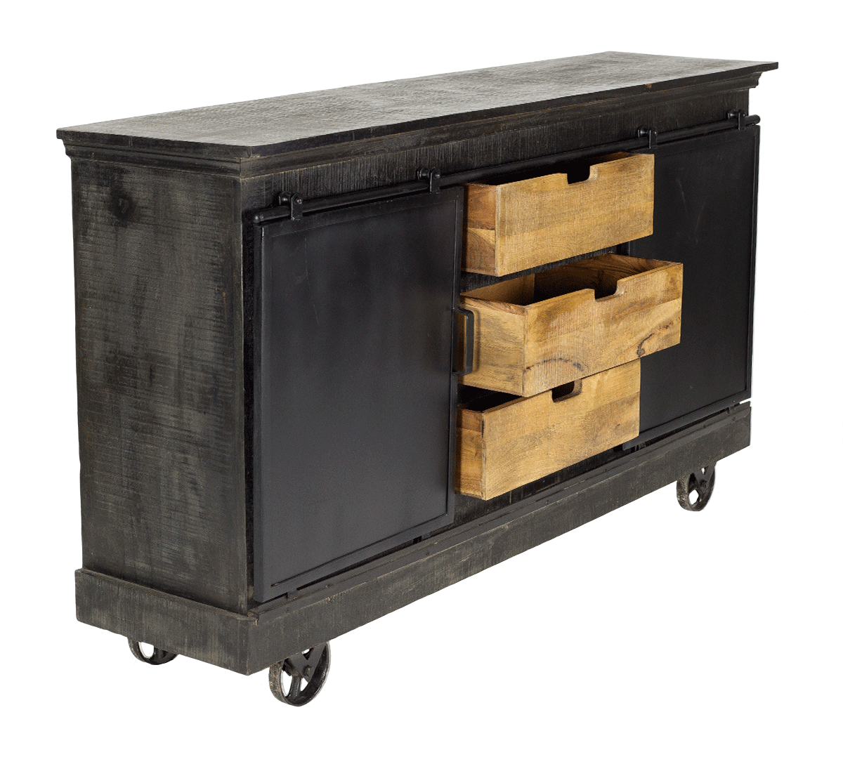 Staal en Arriola Wood Industrial Sideboard