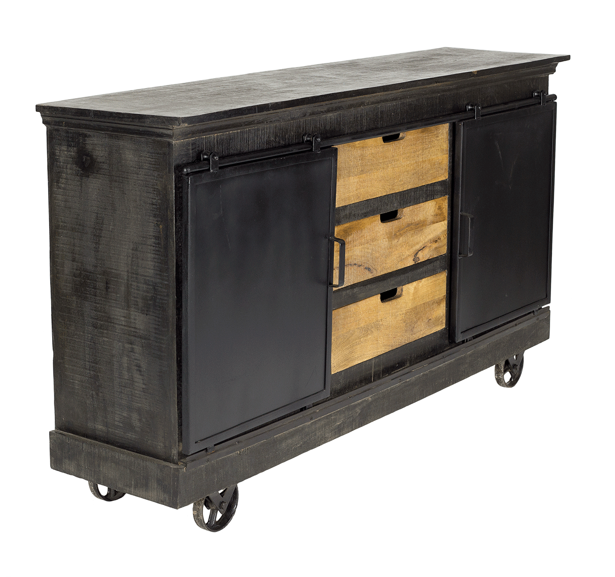 Staal en Arriola Wood Industrial Sideboard