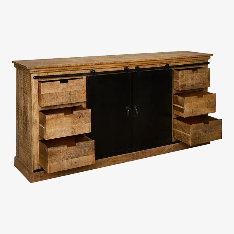 Aparador industrial Melibea de madeira e metal - Vintahome