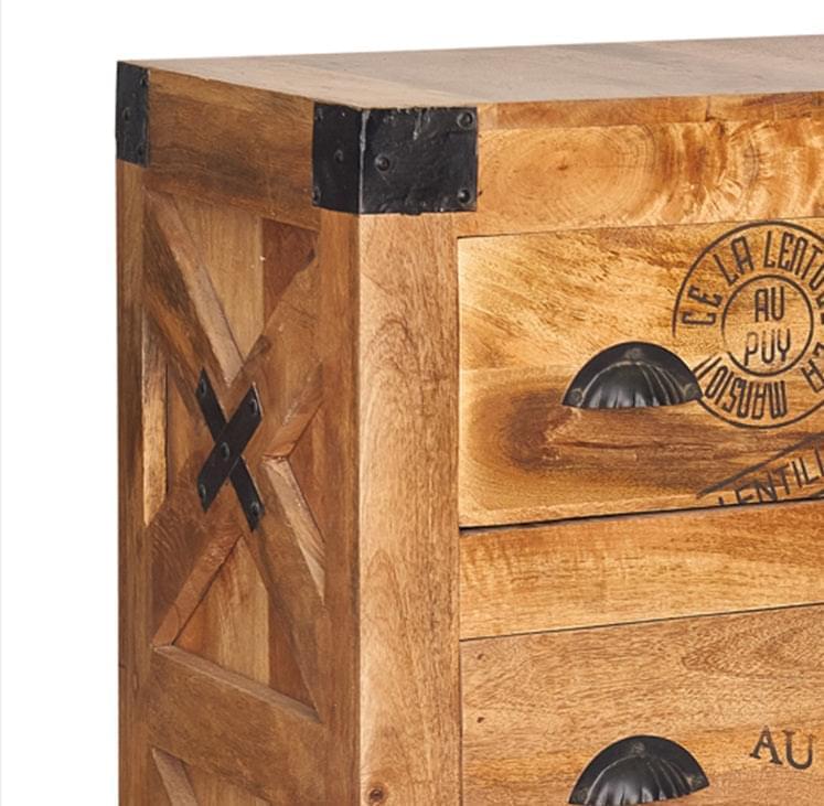 Mobile Räder 6 Schubladen Holz Mango Caroline