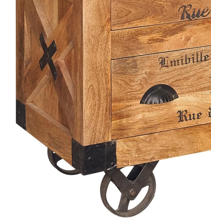 Mobile Räder 6 Schubladen Holz Mango Caroline