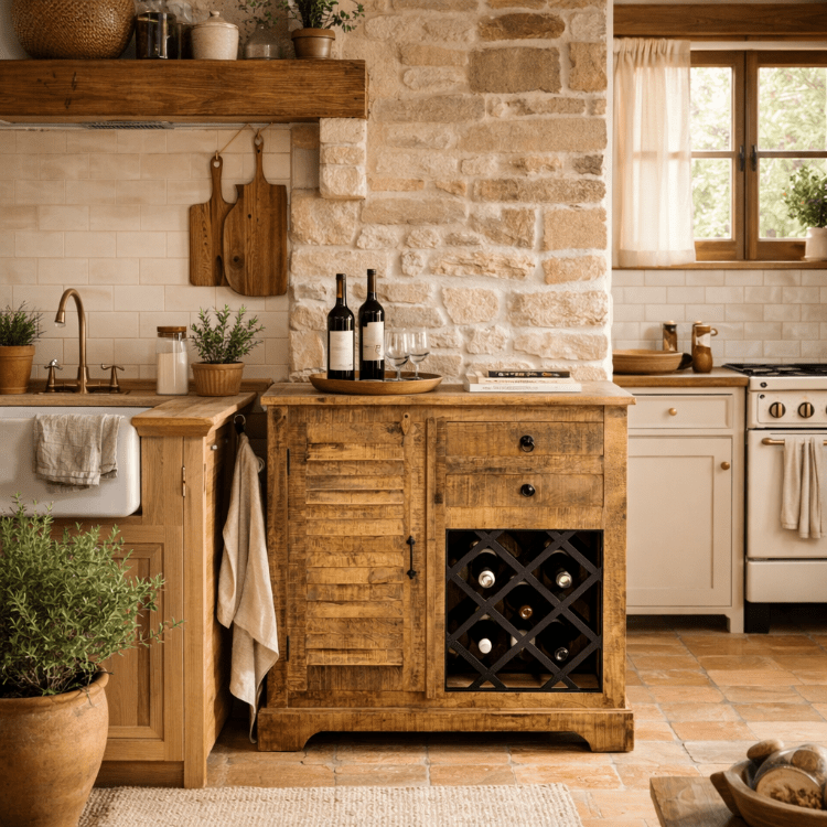 Armario botellero vintage de madera Nalda - Vintahome