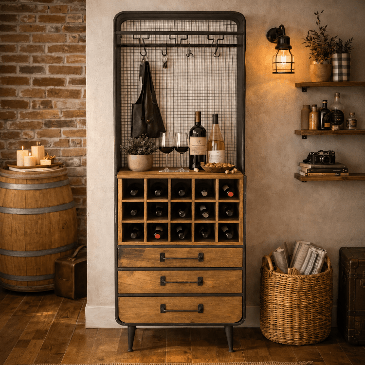 Armario industrial botellero madera mango Monte - Vintahome