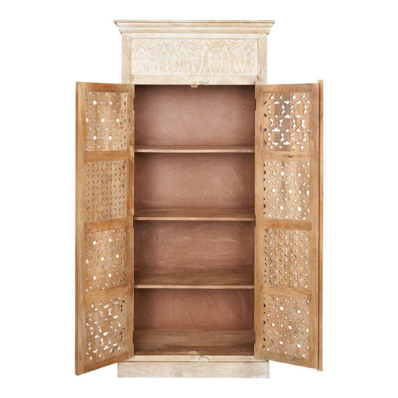 Armario puertas tallado de madera de mango blanco Liberty