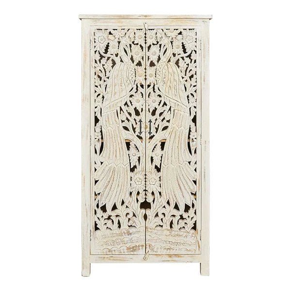 Armario tallado madera mango patina blanco Karol - Vintahome