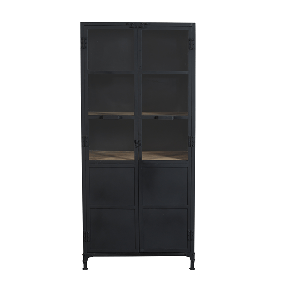 Armario vitrina acero negro y madera Castell - Vintahome