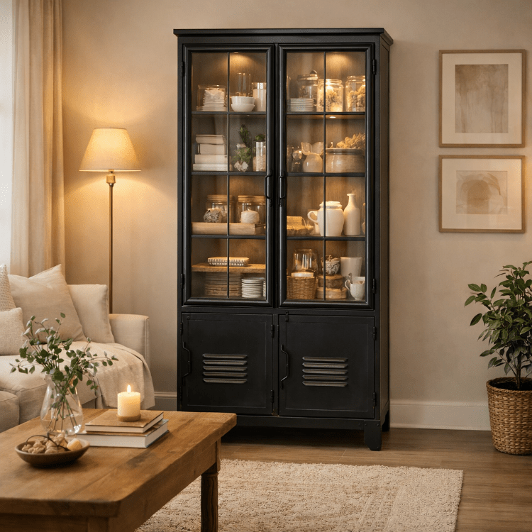 Armario vitrina de acero Cantabria - Vintahome