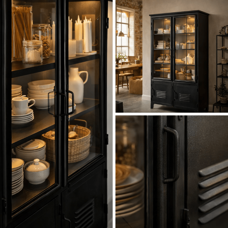 Armario vitrina de acero Cantabria - Vintahome