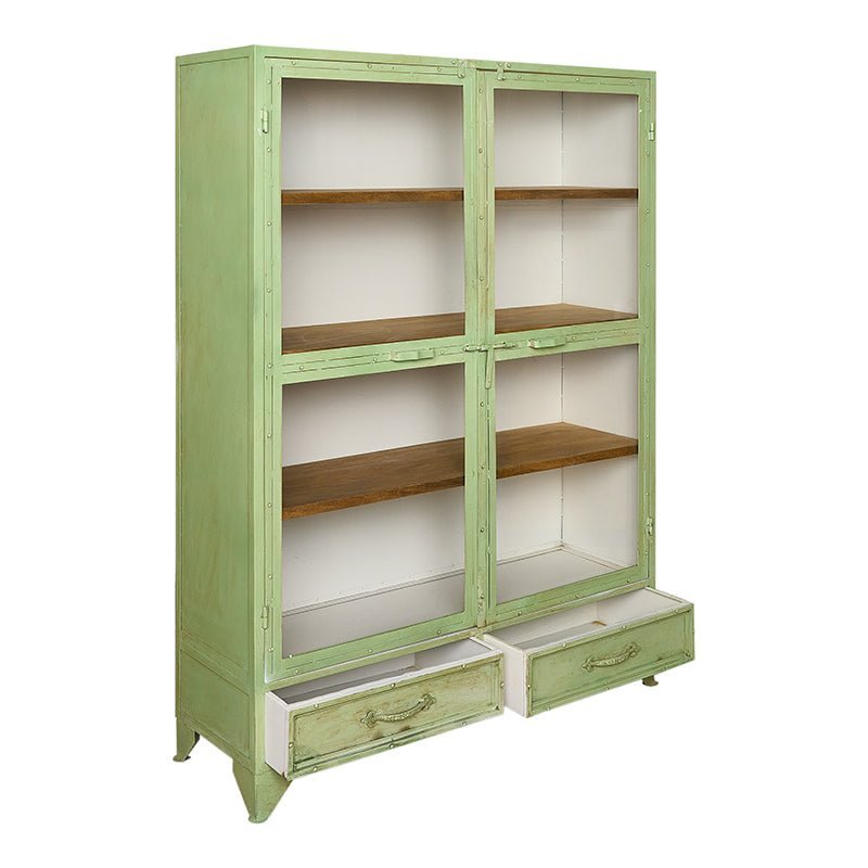 Armario vitrina industrial verde Mundi - Vintahome