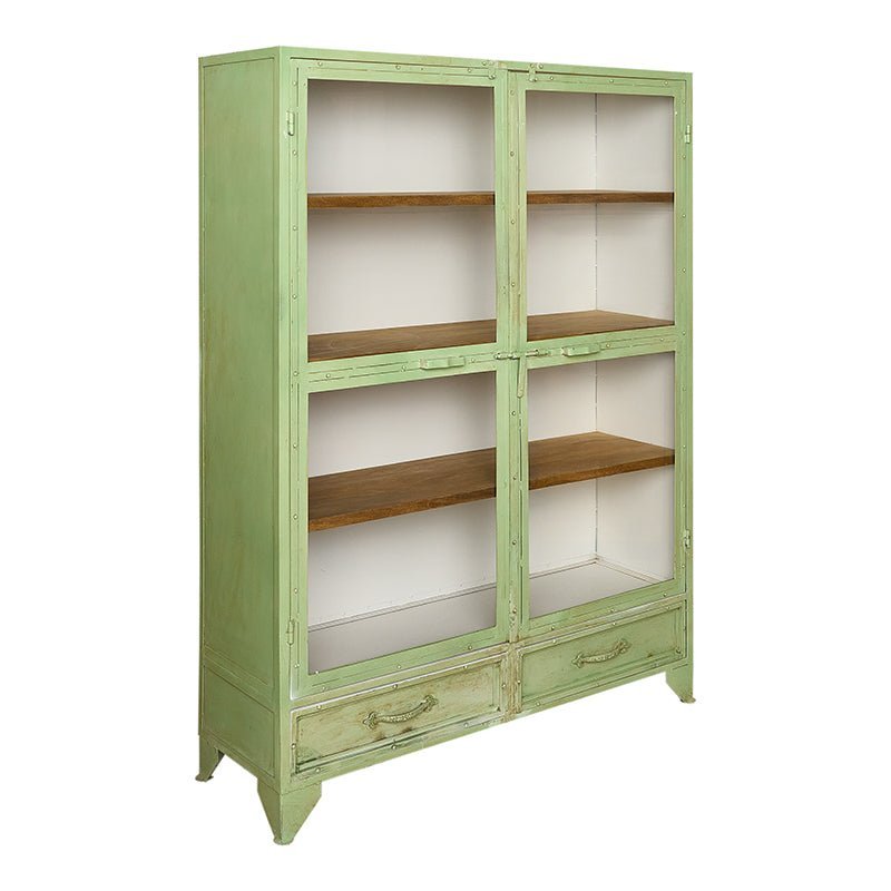 Armario vitrina industrial verde Mundi - Vintahome