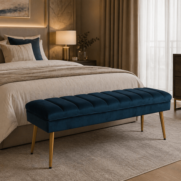 Banco terciopelo azul ATON - Vintahome