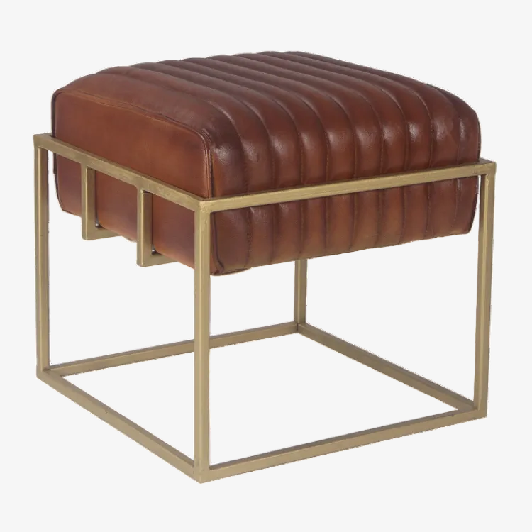 Vintage goud lederen Queen 1-zits bank - Vintahome