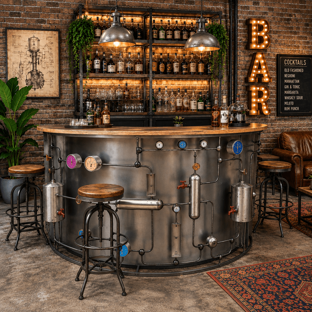 Barra mostrador vintage Presión 178 cm - Vintahome