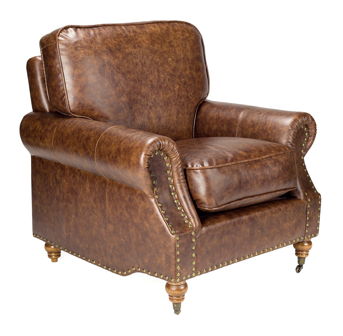 Poltrona vintage de 1 lugar semi-couro Normandia