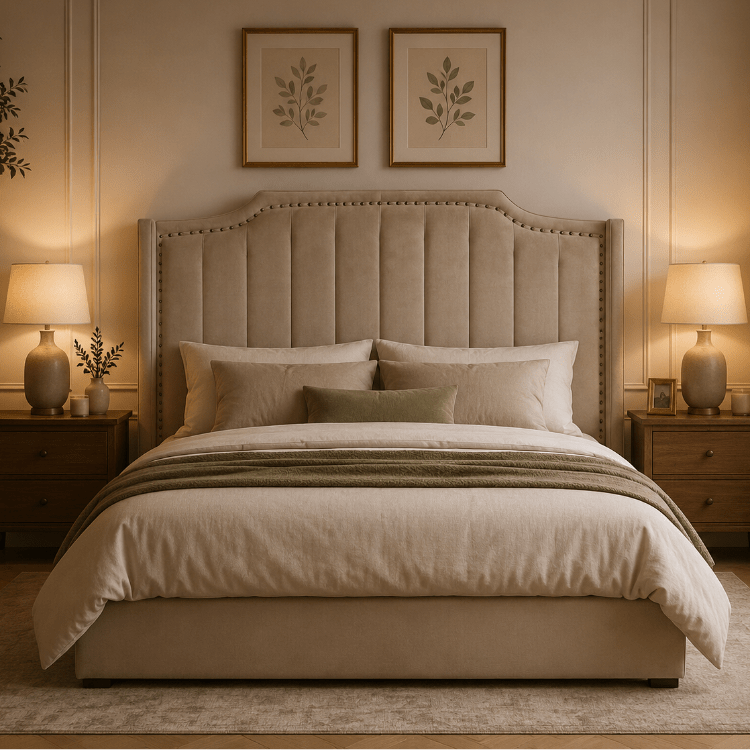 Cabecero clásico terciopelo beige Milan - Vintahome